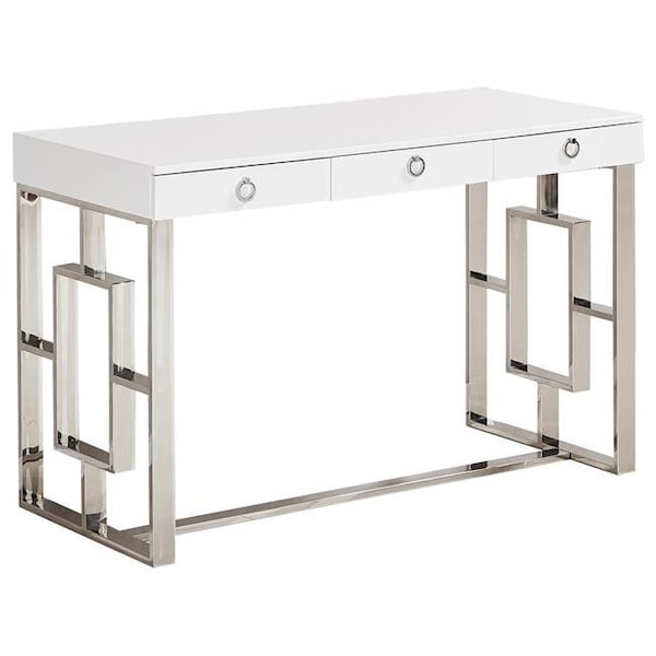 Best Master Furniture BA211 Silver Writing Desk Contemporary 3 Drawer Writing Desk; Silver BA211 Silver Writing Desk - main